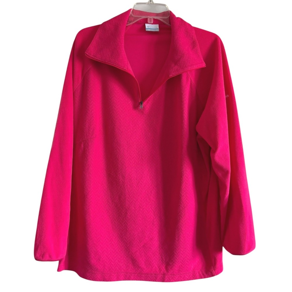 Columbia Womens Hot Pink Fleece Quarter Zip Pullover‎ Sweatshirt 3X outdoors